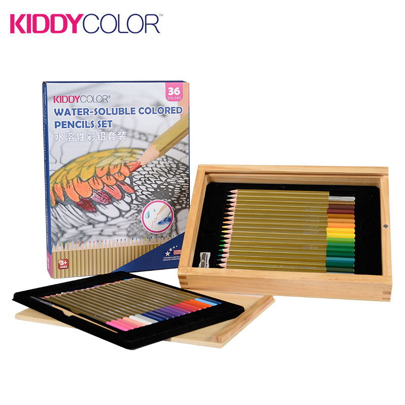 Water-soluble Colored Pencils Wooden Box set--36 c